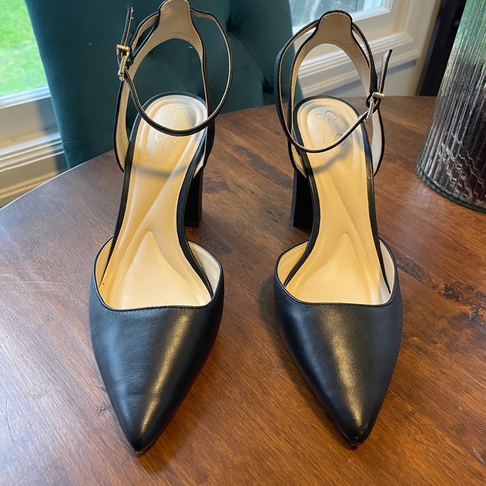 Jessica Simpson Black Chunky Heel Ankle straps size 9.5 - Picture 5 of 6